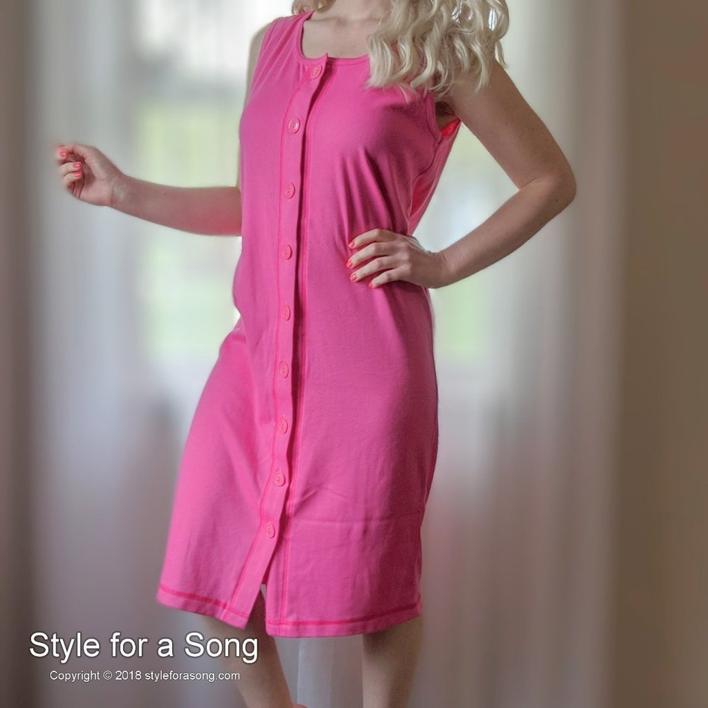 Vintage Avon Fashions Hot Pink Button Down Dress S